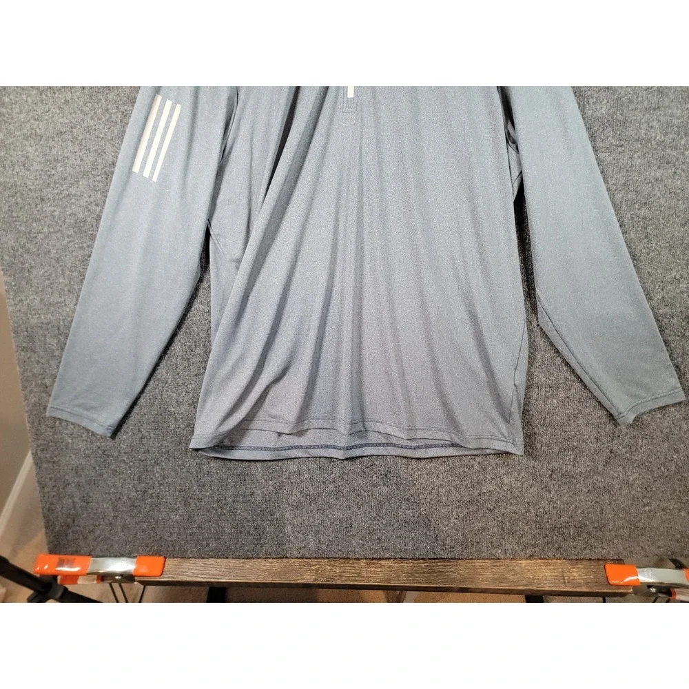 Adidas Shirt Mens XXL 1/4 Zip Performance Long Sleeve Active Workout Gray Golf